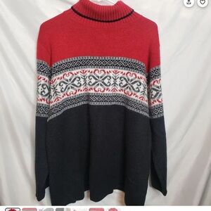 Motherhood Women’s Red and Black Turtleneck Sweater Size Medium.